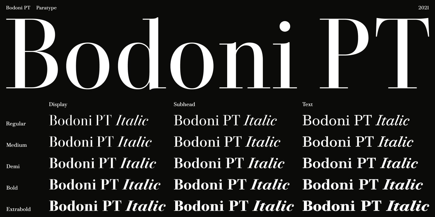 Bodoni PT / Paratype